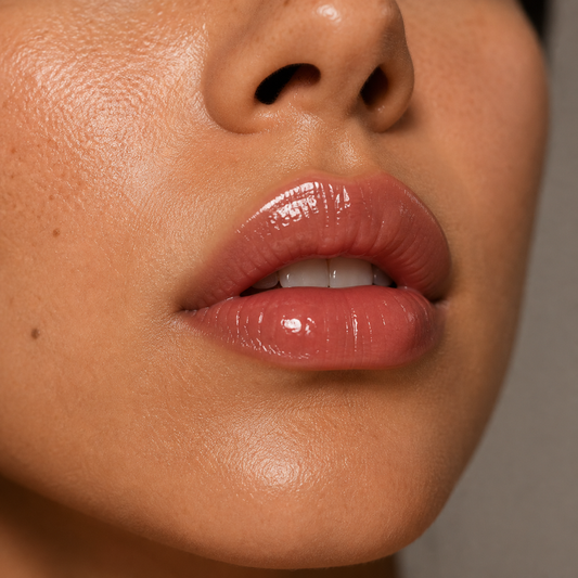Labios con brillo labial tono 01 Rosy Nude