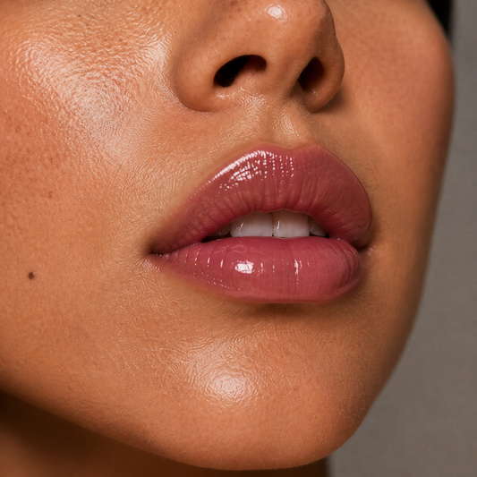 Labios con brillo labial tono 02 Vintage Rose