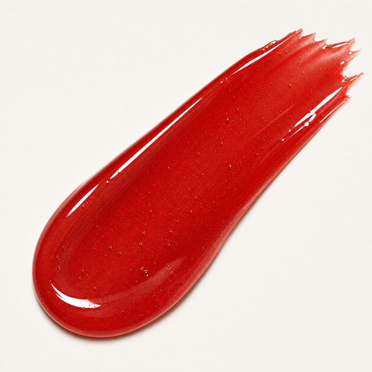 Textura del brillo labial Classic Red, efecto espejo